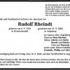 Rheindt Rudolf 1932-2002 Todesanzeige